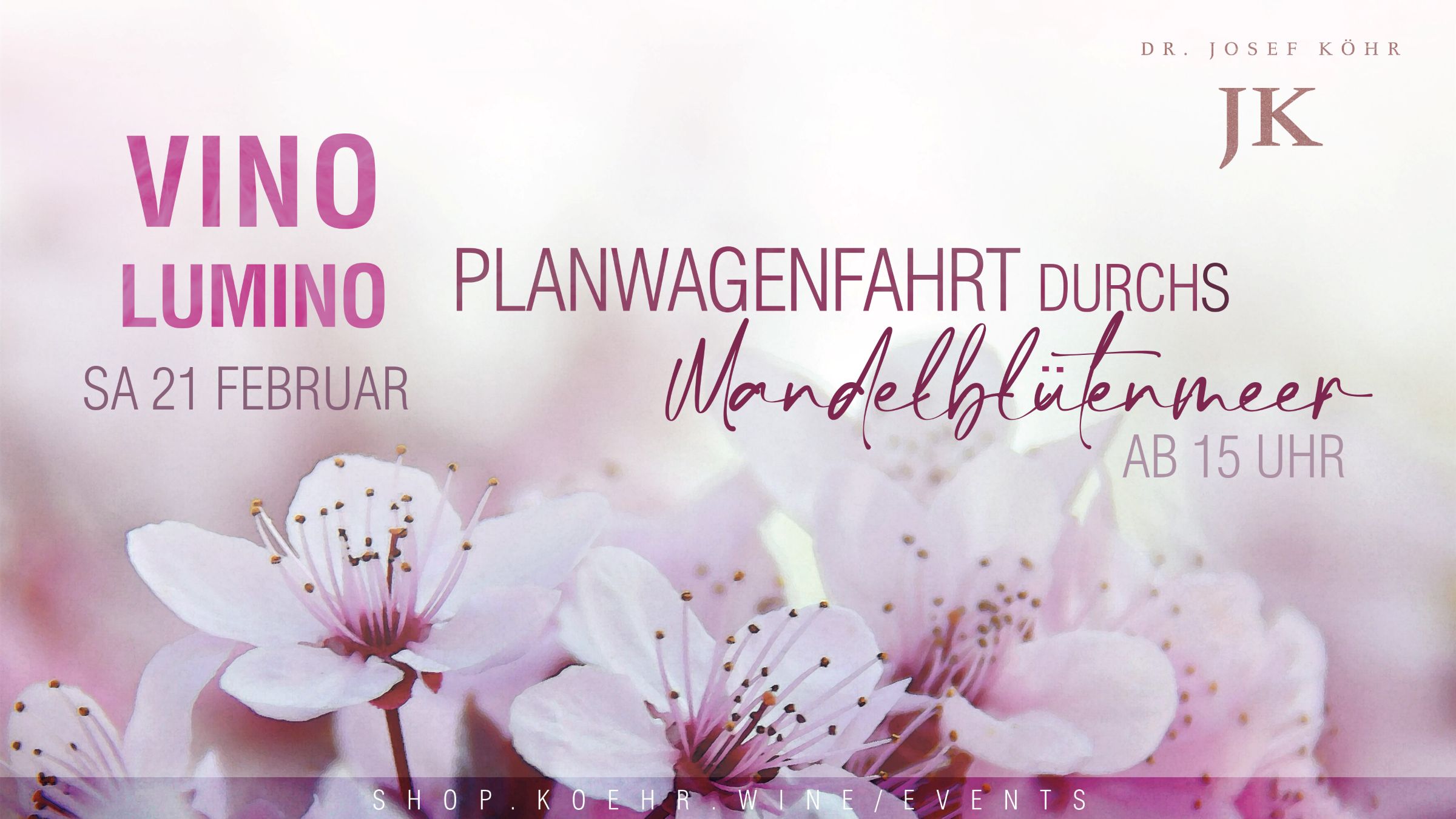 VINO LUMINO: Planwagenfahrt durchs Mandelblütenmeer (21. Februar)